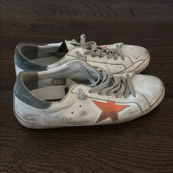 GOLDEN GOOSE MEN White and Orange Star Sneakers - Picture 1 of 5